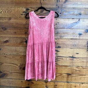 Altar'd State Pink Tiered Mineral Wash Sun Dress size Large